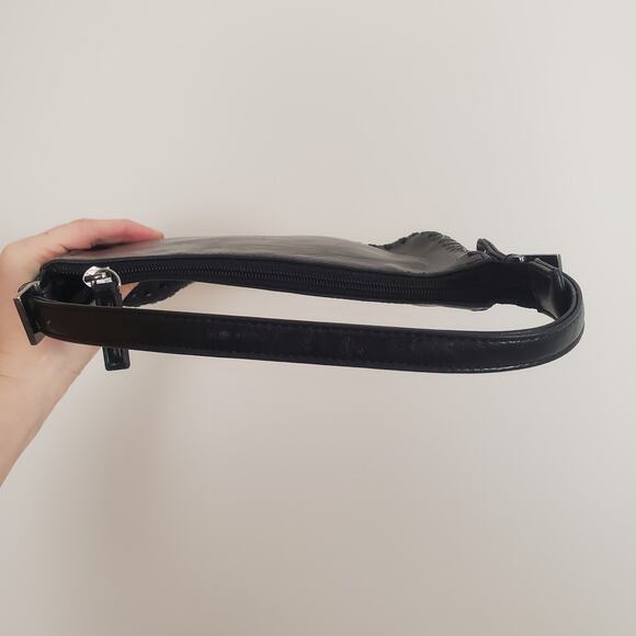 Vintage 90s Y2K Guess Leather Baguette Bag Black - Picture 9 of 11